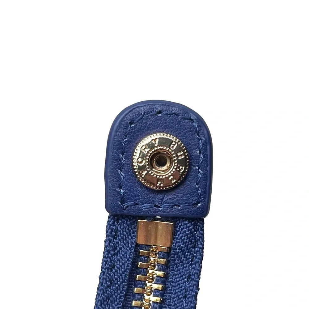 Tory Burch Navy Blue Pink Smooth Leather Wristlet/Wallet